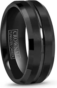 4Mm 6Mm 8Mm 10Mm Black Tungsten Wedding Band Ring Men Women Beveled Edges Polish - Picture 1 of 5