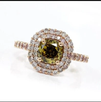 Brand New - 1.17 TCW Natural Fancy Diamond Ring, 14K Solid Gold. - image 1 of 4