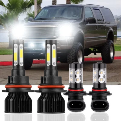 4x LED Headlight Hi/Lo Fog Lights Bulbs Combo 6000K For Ford Excursion 2000-2004 - Image 1 of 4
