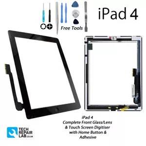NEW iPad 4 Complete Front Glass Digitiser Touch Screen Assembly with Tools BLACK - Picture 1 of 6