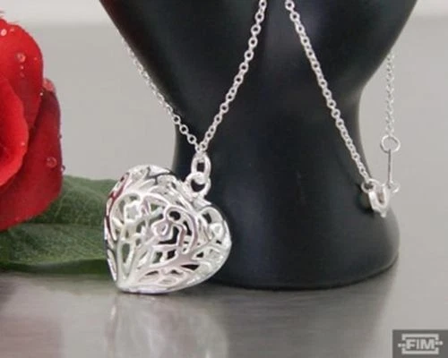 Collana Con Ciondolo A Cuore In Argento Pl. Gioielli Amore Regalo Nuovo QQ47 - Immagine 1 di 1