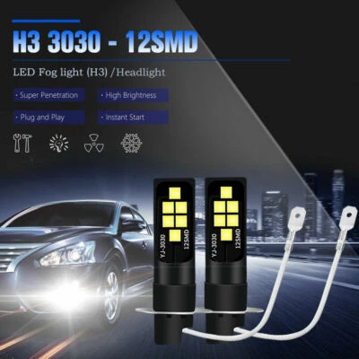 2X H3 LED Fog Light Bulb Conversion Kit 2000W 270000LM 6000K Driving Lamp - Image 1 of 4