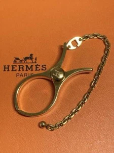 Hermes Glove Holder Filou Gold Metal Key Chain Bag Charm Gloves Clip No BOX - Picture 1 of 8