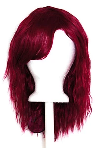 14" gekräuselte schulterlange mit kurzem Pony burgunderrot Cosplay Perücke NEU - Bild 1 von 1