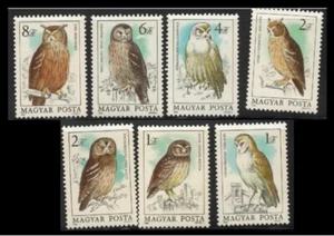 Hungary 1984 Owls Raptors 7v MNH - Picture 1 of 1