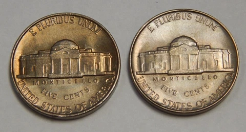 Mint Error - Struck Thru Reverse - 1946-D & 1953 Jefferson Nickels Cover