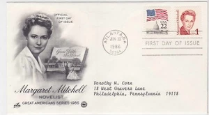 TurtlesTradingPost- Margaret Mitchell 1986 #2168- FDC Artcraft Variety Cachet - Picture 1 of 1