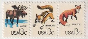 1978 USA - "CAPEX 78" - Block 3 x 13 Cent Stamps - Moose, Chipmunk, Red Fox