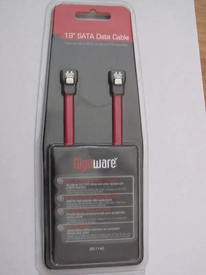 Gigaware 19" (49cm) SATA Data Cable Up To 3GB/Sec Transfer Rate Flat Design - Image 1 of 2
