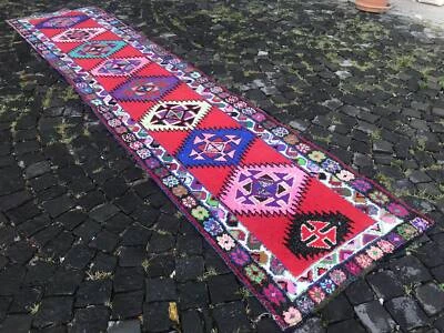 11.6 X 2.7 Ft Turkish Runner Rug Vintage Runner Rug for Stairs Hallway Rug - Image 1 of 4