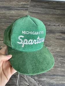 Michigan State Spartans Hat Vintage Corduroy Green Snapback - Picture 1 of 8