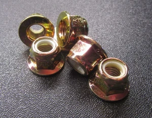 Yellow Zinc Plate, Flange Nylon Insert Lock Hex Nut RH, M10 x 1.5 x 15mm W 25Pc - Picture 1 of 12