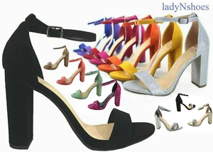 NUOVE scarpe sandali abito donna colore punta aperta cinturino alla caviglia tacco grosso - Foto 1 di 54