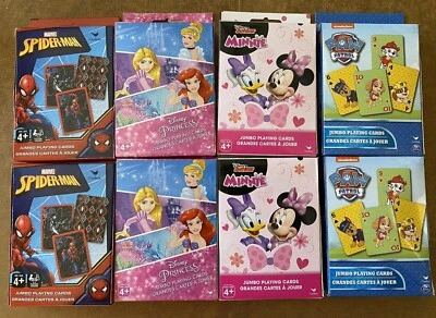 LICENSED JUMBO KIDS PLAYING CARDS - SEALED BOX 8 PACKS - 4 STYLES DISNEY, MARVEL - Image 1 of 4