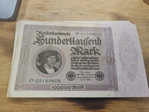 (21) 1923 Deutsche 100.000 Mark Scheine meist sequentiell - Bild 1 von 2