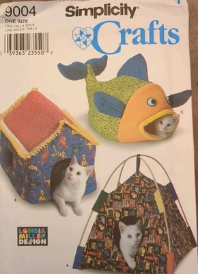VINTAGE SIMPLICITY CRAFTS Sewing Pattern #9004 FUN CAT BEDS ONE SIZE UC/FF - Image 1 of 4