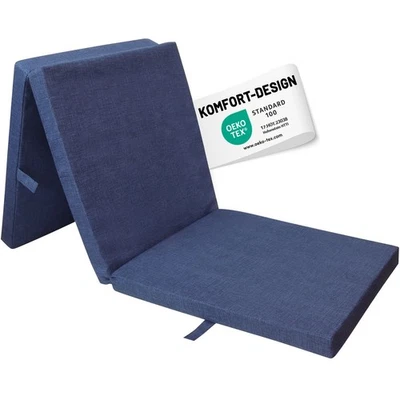 RelaxXL Klappmatratze Kinder Junior 190x60x7cm Faltbares Gästebett Blau Meliert - Bild 1 von 4