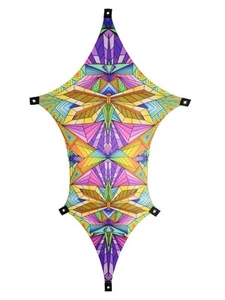 PSYWORK Schwarzlicht Segel Spandex Drache M Neon Polygon Dragonfly, 1,10x1,85m - Bild 1 von 5