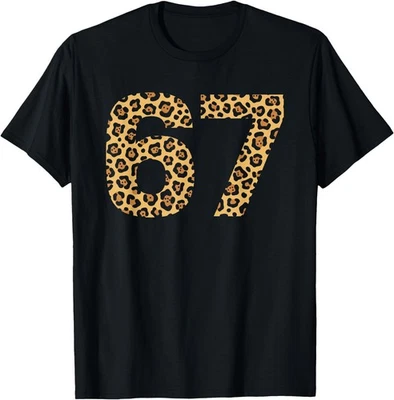 Camiseta Meme Leopard Cheetah Cool Six-Seven Divertida 67 Gen Z Alpha, Camiseta Unisex Foto 1 de 4