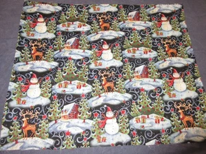 1 Yd Fabric GEOFF ALLEN for Springs Creative “Christmas Spirit” SNOWMAN REINDEER - Picture 1 of 2