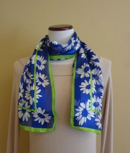 Vintage Adrienne Vittadini Light Blue Floral Print Semi Sheer Silk Oblong Scarf - Picture 1 of 8