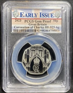2023 KING CHARLES III CORONATION S50p, GREAT BRITAIN UK 0,999 Silver COIN, PCGS - Bild 1 von 4