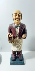 Vintage Connoisseur Old Man Butler Waiter Resin Statue 13.5" Tall - Missing Tray - Bild 1 von 10