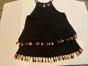 Bohemian Tank Top With Pom Pom Tassels  Women’s Sz S - Bild 1 von 7