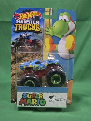 Hot Wheels Monster Trucks Super Mario YOSHI Rodger Dodger Blue New - Image 1 of 4
