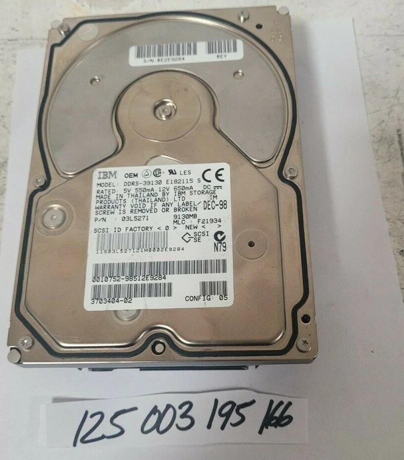 03L5271 IBM 9GB 7200RPM Ultra Wide SCSI 3.5 512KB Cache Hard Drive DDRS-39130 - Image 1 of 1