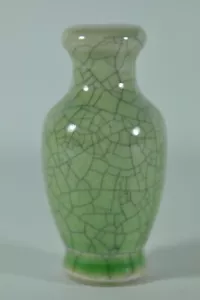 Fine Antique Chinese Celadon Crackle Glaze Porcelain Mini Vase Scholar Art - Picture 1 of 8