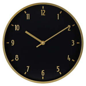 20" Round Indoor Black and Gold Analog Wall Clock with Arabic Numbers