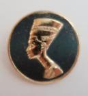 Egyptian Design Gold and Black Woman Button Badge Pinback Pin 1" Large Hat