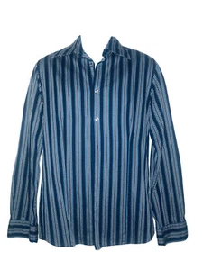 Hugo Boss Mens Sz Medium Blue Striped Long Sleeve Dress Shirt - Picture 1 of 3