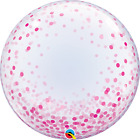 Qualatex Bubble Stretchy Clear Balloon Pink CONFETTI Dots Helium Air 61cm Party