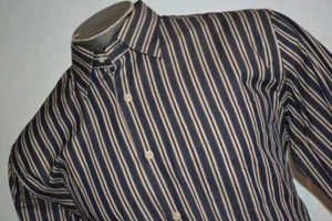 35774 Peter Millar Shirt Front Pocket Blue Striped Cotton Size Large Mens - Picture 1 of 7