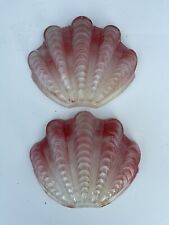 Pair of Art Deco Red/pink Glass ODEON CLAM SHELL Wall Lights
