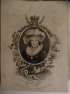 gravure portrait de caroline reine d'angleterre / queen of england - Picture 1 of 1
