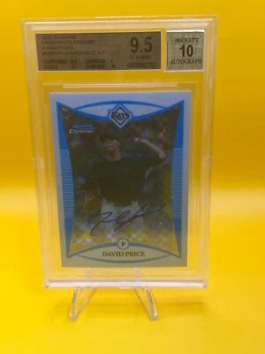 2008 Bowman Chrome X Fractors DAVID PRICE Rookie /250 BGS 9.5/Auto 10 Low Pop!! - Image 1 of 2