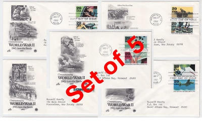 TurtlesTradingPost- World War II  FDC 1992 #2697a-j Artcraft Variety- 5 Covers - Image 1 of 4