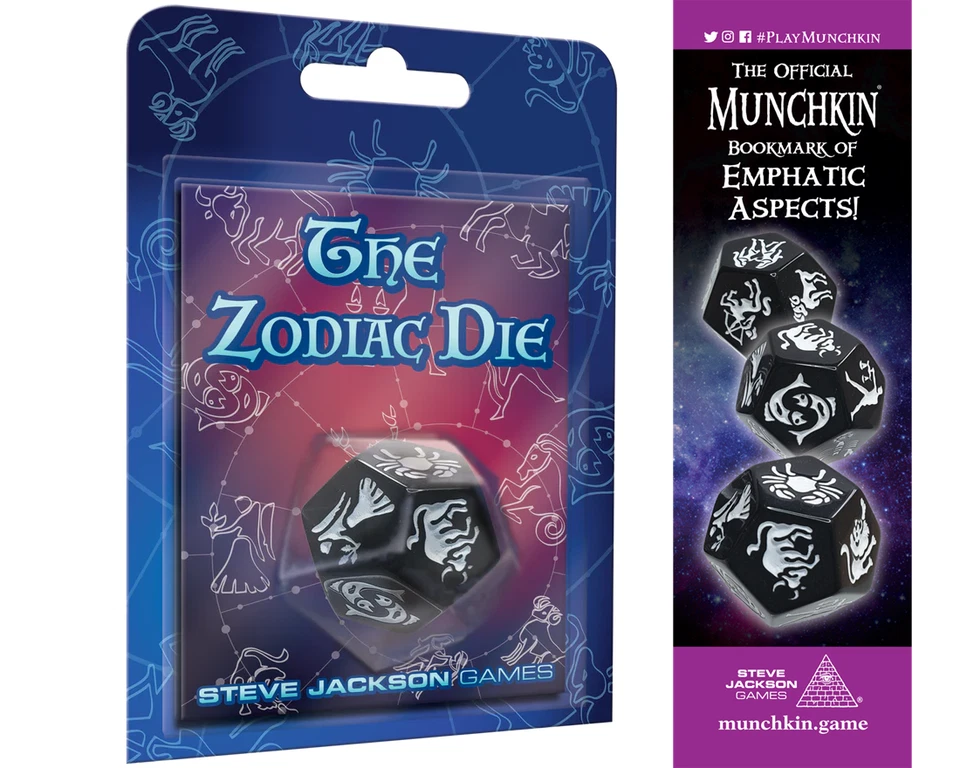 The Zodiac Die w/ Munchkin Bookmark of Emphatic Aspects Promo Steve Jackson - Image 1 of 4