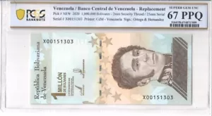 Venezuela 1 milione Bolivar Sovrano, 2020 114 UNC - SOSTITUZIONE - PCGS 67 - Foto 1 di 2