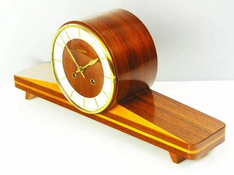 RARE BEAUTIFUL LATER ART DECO JUNGHANS CHIMING MANTEL CLOCK from 50 `s Cover