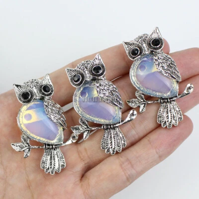 3шт опалит камень милый сова подвеска бусина рейки чакры исцеление амулет - Изображение 1 из 3