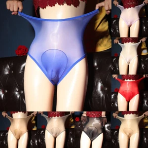 Boxer uomo intimo lucido seta pantaloncino lucido trasparente mutandine vita alta - Foto 1 di 30