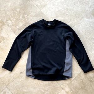 NIKE MENS PULLOVER SHIRT MEDIUM BASKETBALL LOGO THERMA-FIT BLACK GRAY CREW NECK - Picture 1 of 7