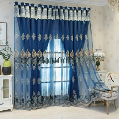 Cortinas opacas de panel europeo de lujo bordado cortina decoración de sala de estar Foto 1 de 4