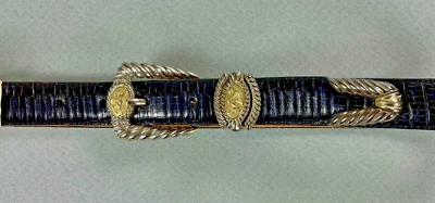 Brighton Black Leather Belt Medium Museum Collection Croc Embossed  37803 VGUC - Image 1 of 3