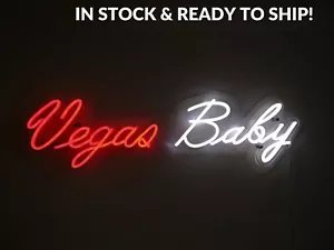 Vegas Baby Neon Sign Red and White "Vegas Baby" Neon Light**US Seller** - Picture 1 of 9