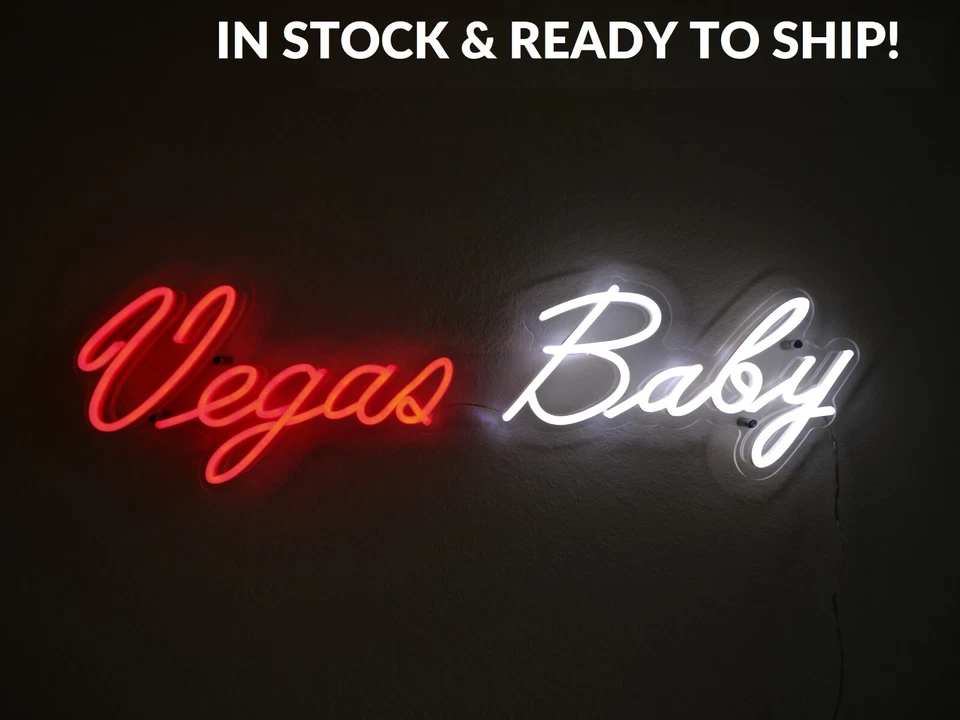 Letrero de neón Vegas Baby rojo y blanco "Vegas Baby" luz de neón**vendedor de EE. UU.** Foto 1 de 4
